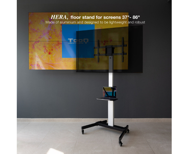 SOPORTE SUELO HERA CON RUEDAS 37''-86'' NEGRO TOOQ