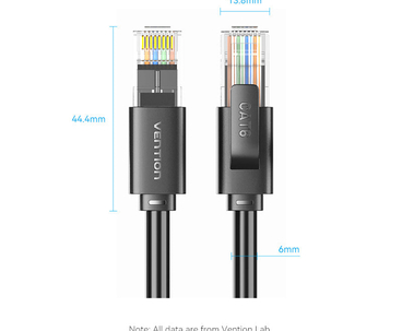 CABLE DE RED LATIGUILLO RJ45 UTP CAT6 AWG26 2 M NEGRO VENTION