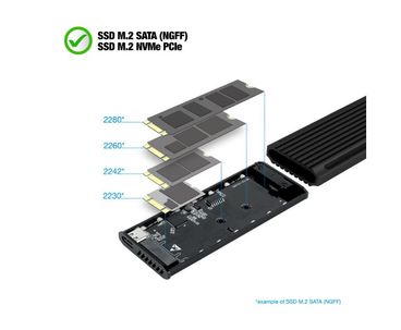 CAJA EXTERNA SSD NGFF/NVMe SHINOBI USB3.1 GEN2 USB-A RGB NEGRO TOOQ